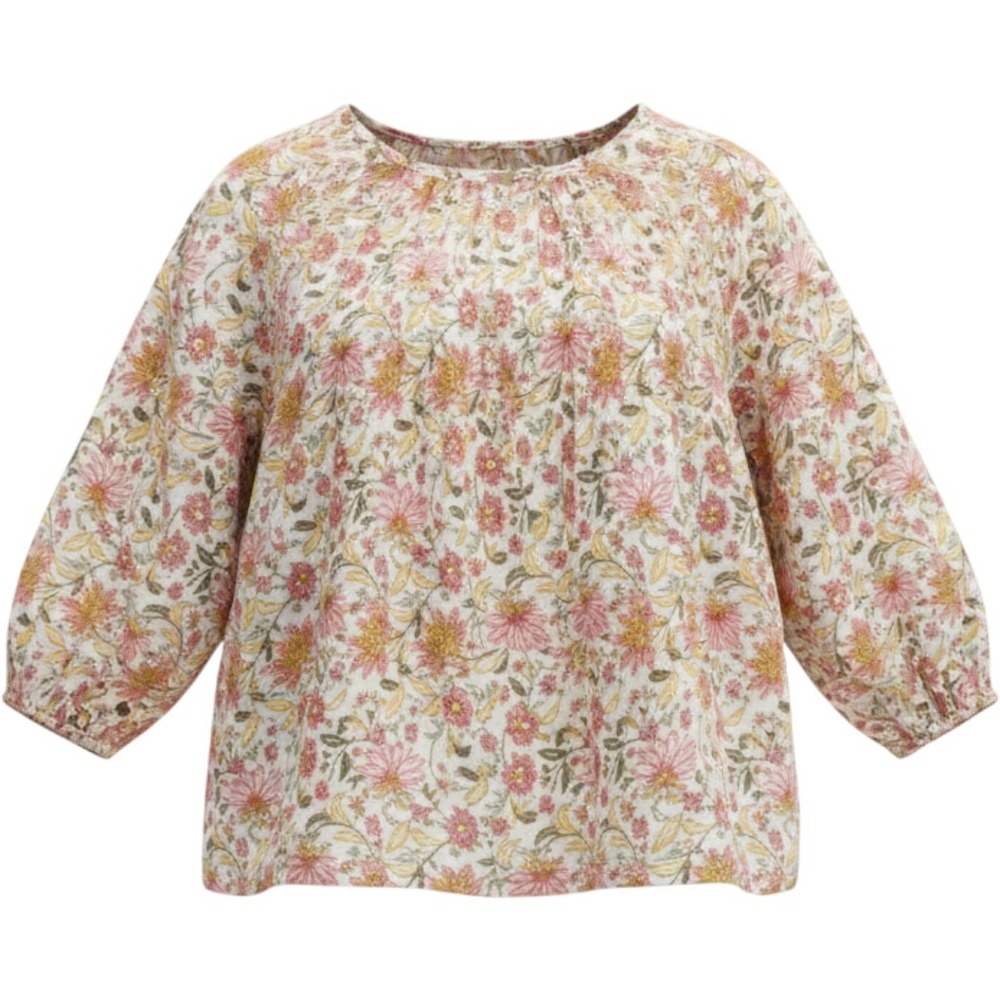 Francescas Mi Ami Floral Balloon Sleeve Blouse Pink Yellow 12AK85HLBD Medium